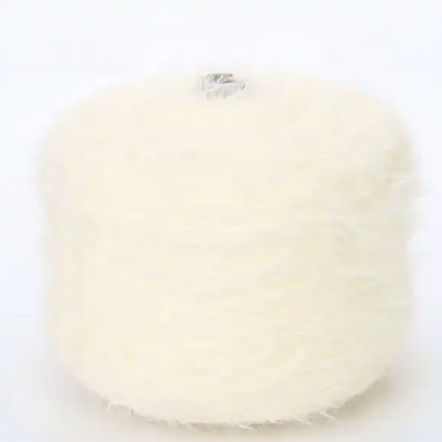Beiwang 5.0cm Light Yellow Nylon Feather Yarn Imitating Mink Fancy Yarn for Sweaters Socks Scarves 